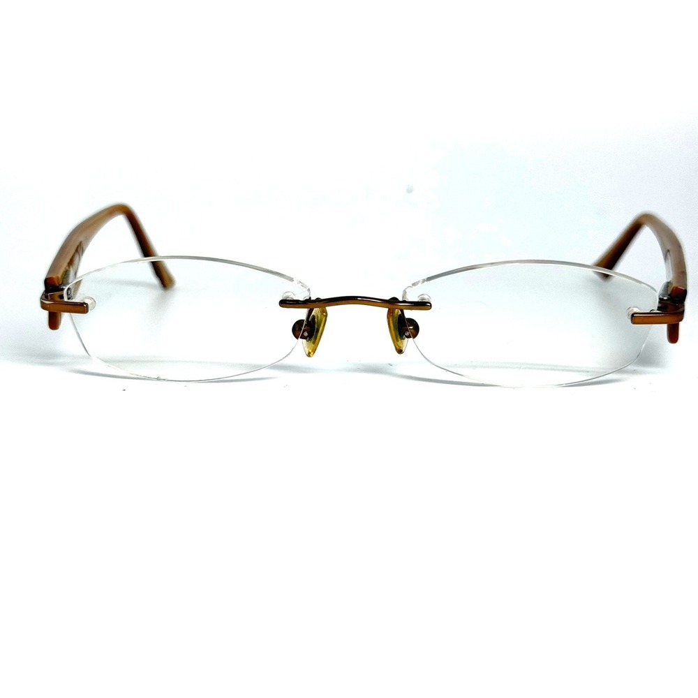 Marchon Airlock 2 Rimless Eyeglasses Tiger Stripe Gold Brown AL800/65 49-18-135